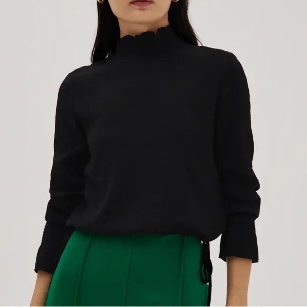 Love Bonito Saffron Crinkle Mock Neck Blouse Top